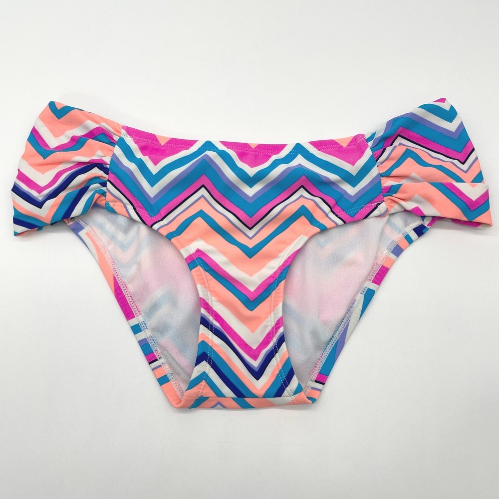 Arizona Jean Bikini Bottom Women Medium Zig Zag Ruffle Stretch Indie Boho Swim